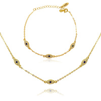 Birdie Evil Eye Necklace & Bracelet Gift Set (Gold) image