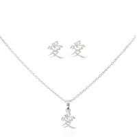 Chinese Artisan Love Earrings & Necklace Gift Set (Silver) image