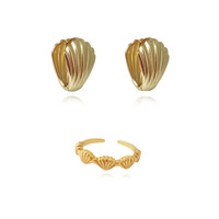 Esmarie Earrings & Tresor Open Ring Gift Set (Gold) image