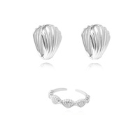 Esmarie Earrings & Tresor Open Ring Gift Set (Silver) image