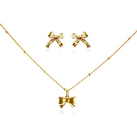 Tilda Bow Earrings & Pendant Necklace Gift Set (Gold) image