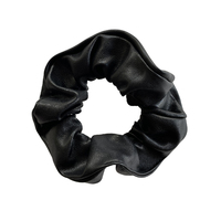 Adeline Leather Scrunchie (Black Medium) image