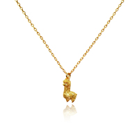 Dainty Alpaca Pendant Necklace - Gold image