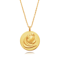 She Is Aquarius Artisan 24K Gold Zodiac Pendant Necklace image