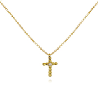 Adina Beaded Cross Pendant Necklace (Gold Vermeil) image