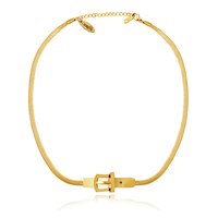 Hallie Buckled Snake Chain Necklace (Gold) image
