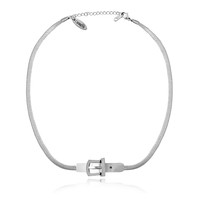Hallie Buckled Snake Chain Necklace (Silver) image
