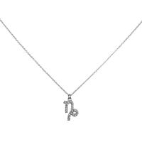 Capricorn Diamante Pendant Necklace (Silver) image