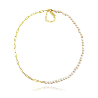 Prairie Italian Silver Pearl Chain Necklace  image