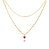 Lorabelle French Dual Chain Heart Pendant Necklace  image