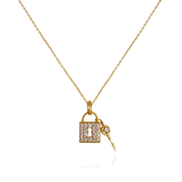 Key To My Heart Diamante Padlock Necklace  image