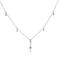 Brita Dainty Teardrop Diamante Necklace (Silver) image
