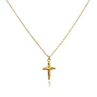 Faith Textured Cross Pendant Necklace (Gold) image