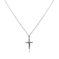 Faith Textured Cross Pendant Necklace (Silver) image