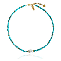 Micki Facet Turquoise Pearl Pendant Necklace / Choker image