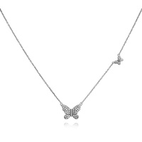 Blythe Twin Butterfly Pendant Necklace (Silver) image