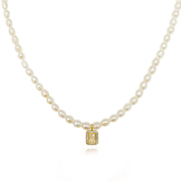 Alaire Austrian Zircon Freshwater Pearl Necklace (Gold) image