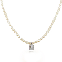 Alaire Austrian Zircon Freshwater Pearl Necklace (Silver) image