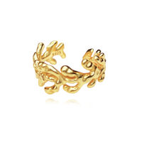 Coral Art Deco Open Ring (Gold Vermeil) image