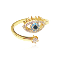 Adiva Artisan Evil Eye Wrap Open Ring (Gold) image
