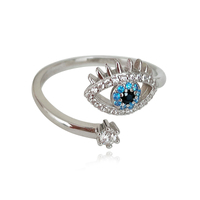 Adiva Artisan Evil Eye Wrap Open Ring (Silver) image