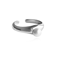 Adalene Simplicity Pearl Open Ring (Silver) image