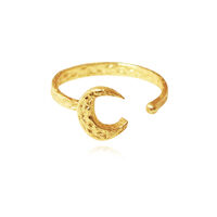 Chandra Artisan Crescent Moon Open Ring (Gold Vermeil) image
