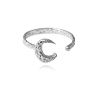 Chandra Artisan Crescent Moon Open Ring (Silver) image