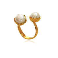 Eleodoro 24K Twin Pearl Open Ring (Gold Filled) image