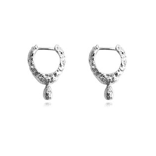 Jaune Textured Teardrop Huggie Earrings (Silver)