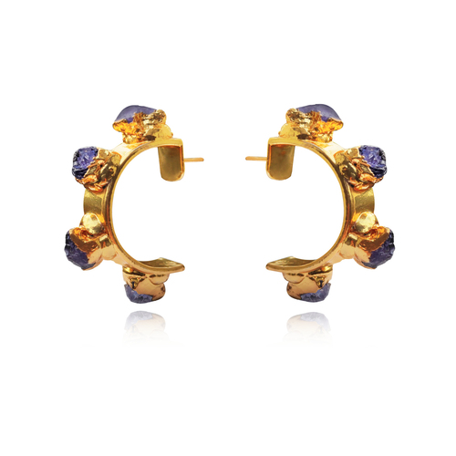 Donatella 22K Natural Raw Sapphire Earrings
