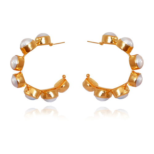 Annalisa 24K Natural Pearl Hoop Earrings