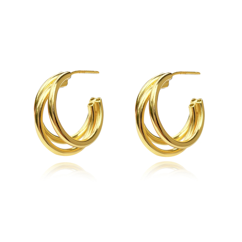 Laure Artsy Curved Lining Earrings (Gold)