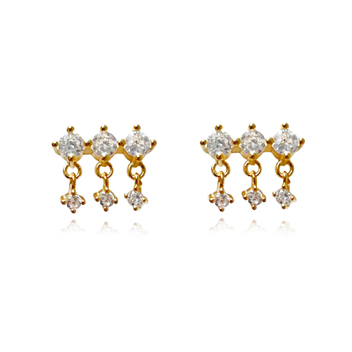 Nour Fine Diamante Blind Earrings (Gold)