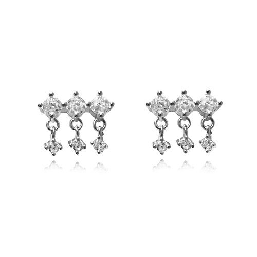 Nour Fine Diamante Blind Earrings (Silver)