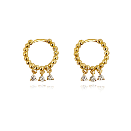 Augusta Beaded Zirconia Drop Earrings (Gold Vermeil)