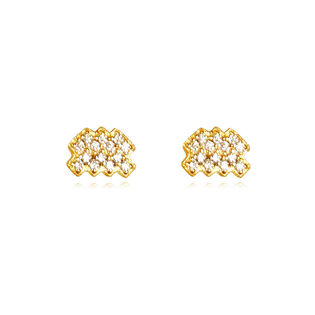 Aquarius Artisan Zirconia Pavé Stud Earrings (Gold)