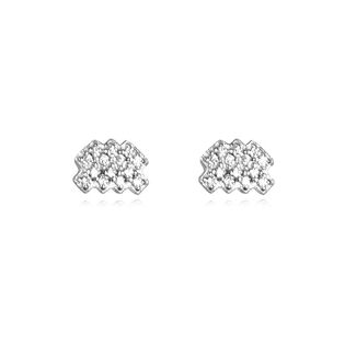 Aquarius Artisan Zirconia Pavé Stud Earrings (Silver)