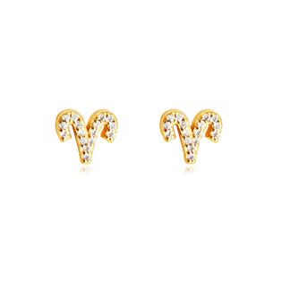 Aries Artisan Zirconia Pavé Stud Earrings (Gold)