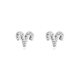 Aries Artisan Zirconia Pavé Stud Earrings (Silver)