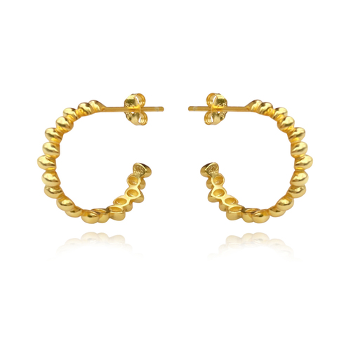 Aisling Beaded C Hoop Earrings (Gold Vermeil)