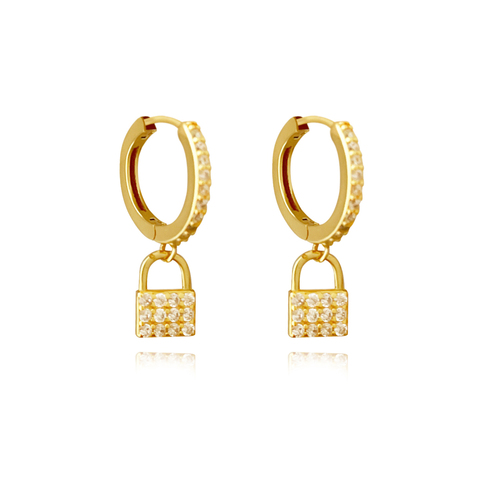 Beatriz Diamante Padlock Drop Earrings (Gold Vermeil)