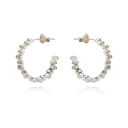 Aisling Beaded C Hoop Earrings (Silver)