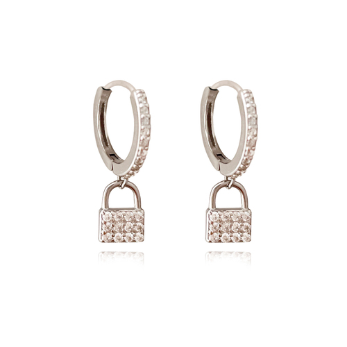 Beatriz Diamante Padlock Drop Earrings (Silver)