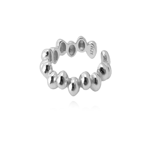 Flori Artisan Beaded Cuff Earring (Single Piece Silver)