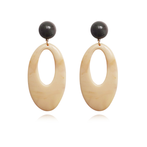 Elda Beige Love Geometric Drop Earrings (my ears are pierced)