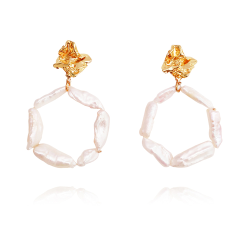 Rosalyn Coastal Devine Pearl Hoop Earrings (my ears are pierced)