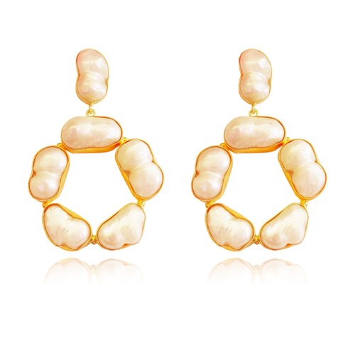 Laurent Luxury Baroque Pearl Hoop Earrings (My ears are pierced)