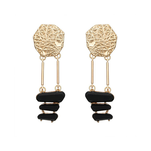 Elyn Black and Gold Earrings  (for non-pierced ears)