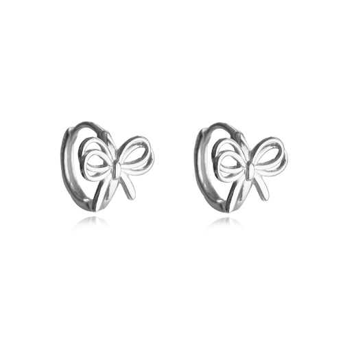 Liana Bow Tie Hoop Earrings (Silver)